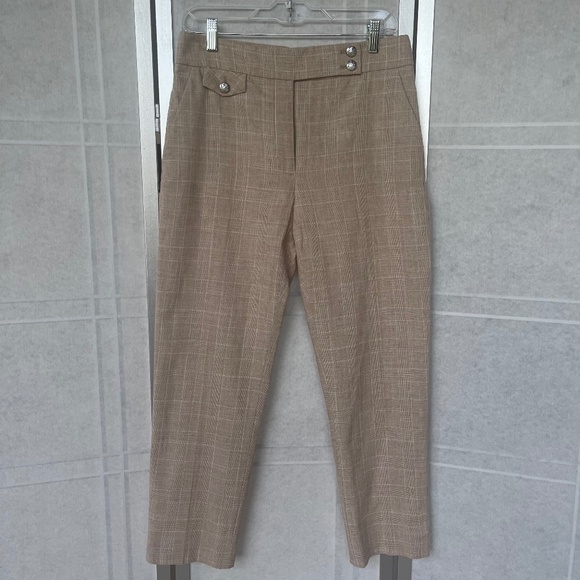 Veronica Beard Beige Plaid Renzo Pants sz 8